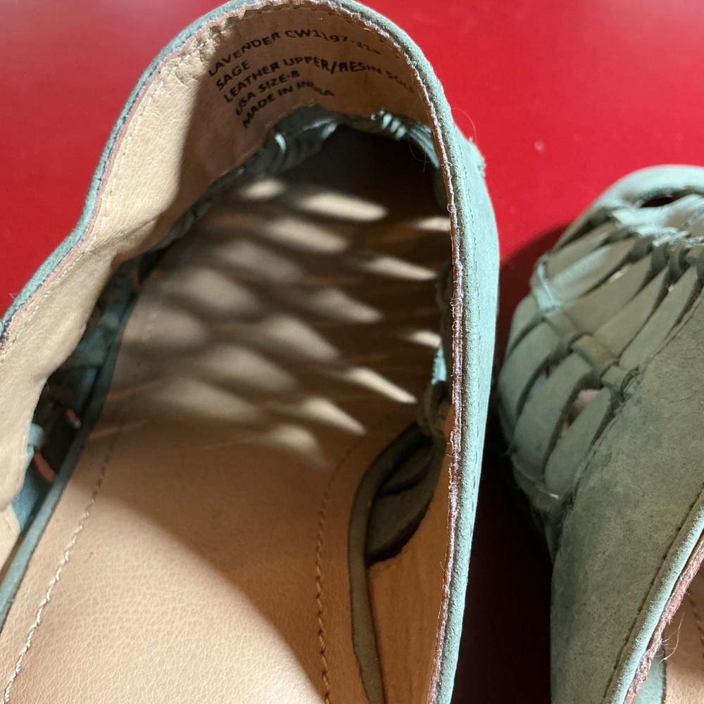 Mule Slides 8 leather woven Sage Green Slip-On Clogs Coastal Boho Resort Crevo - Picture 12 of 15